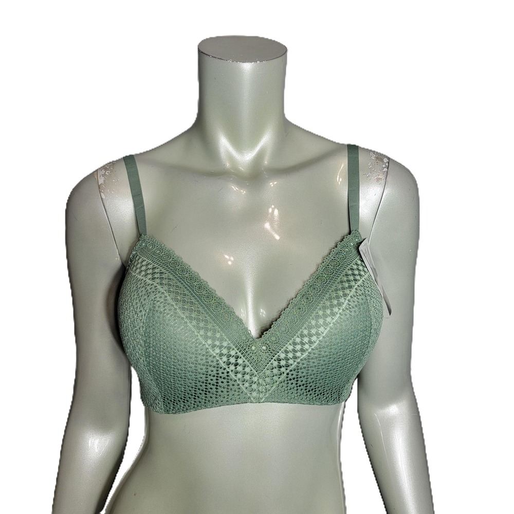 Maidenform Self Expressions Wireless T-Shirt Bra Sage Green Lace 38C SE0583 NWT‎